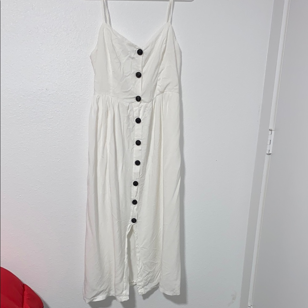 Elegant White Button-Down Dress